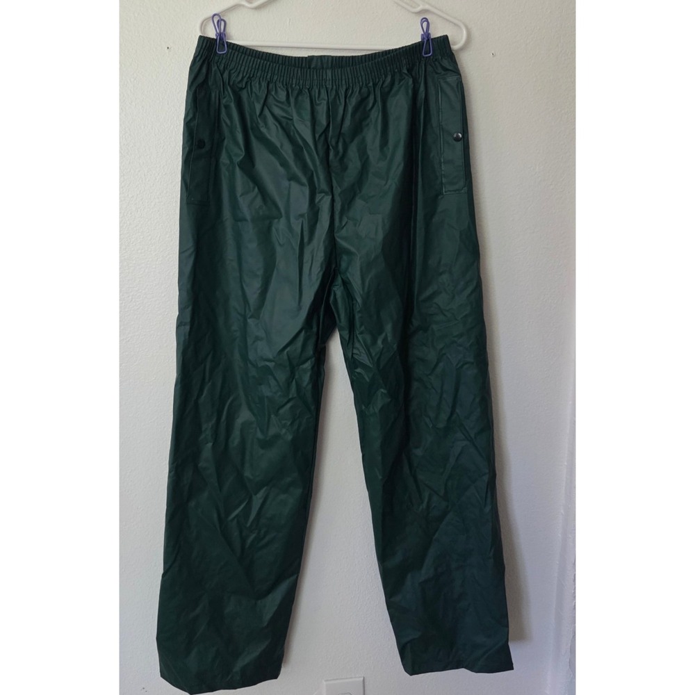 Vintage Columbia PVC Rain Pants Mens Green Waterproof Hiking Gorpcore Medium